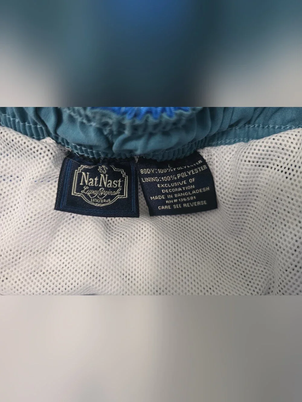 Nat Nast Mens Blue Boardshorts with Lining Swim Trunks Large